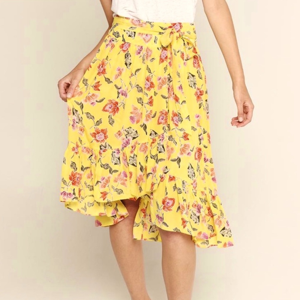 Joie silk floral ruffle skirt